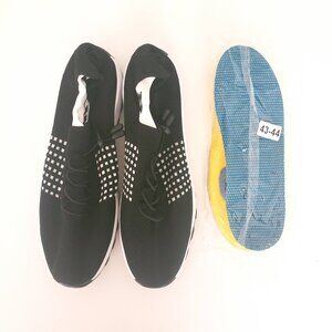 Orthopedic Sneaker Black Breathable Slip On Athletic Shoes Size 44 With Insoles